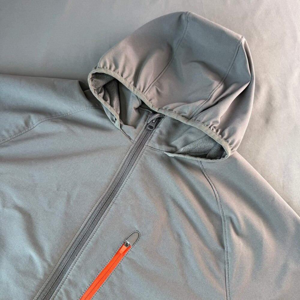 Merrell Gray Orange Hoodie Jacket Lightweight Pockets Full-Zip Logo Outdoor M